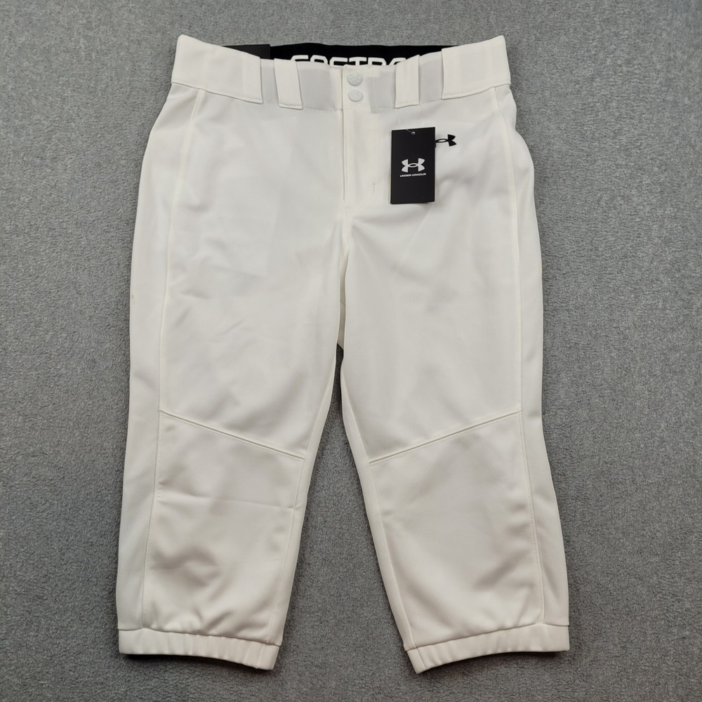Under Armour Utility Softball Pant 22 Womens Medium White Cropped 1375665